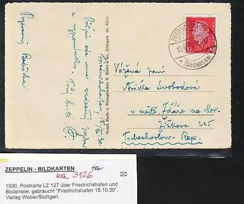 D.-Reich  Auslands  Zeppelin Karte  1930  ( ba 3126 ) siehe scan