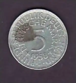 BRD  5,-Silberadler  1958 D  ( x952 ) siehe scan