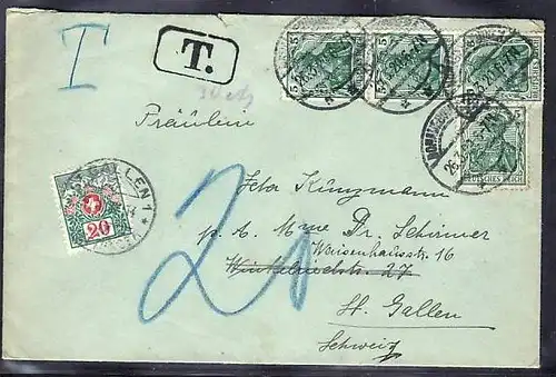 D.-Reich Auslands-Brief Nachporto !  (ba3836) siehe scan