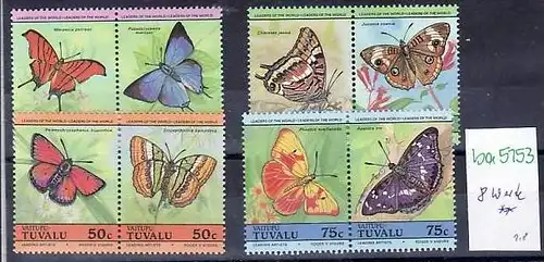 Schmetterlinge Tuvalu  8 Werte **  (ba5153 ) siehe scan