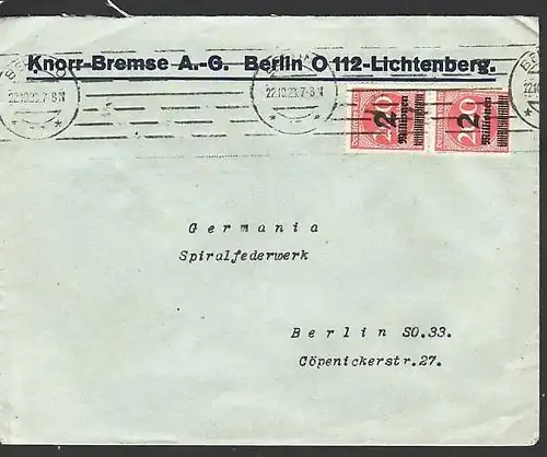 D.-Reich Infla -Firmenpost  Beleg  (ba6476 ) siehe  Bild