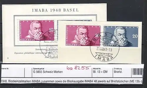Schweiz   Block 13 + Block Marken  Sonder-  o   (ba8255  ) siehe scan vergrößert !