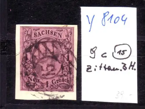 Sachsen  Nr. 9c -kleines Briefstück   (y8104    ) siehe scan vergrößert !