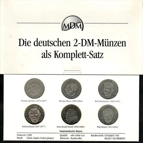 BRD  2 DM Münzen komplett Satz  (zz4008 )  siehe scan !