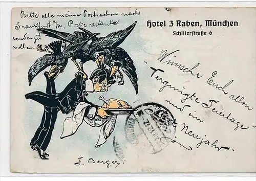 alte Karte-München Hotel 3 Raben ( bc1096 ) siehe scan