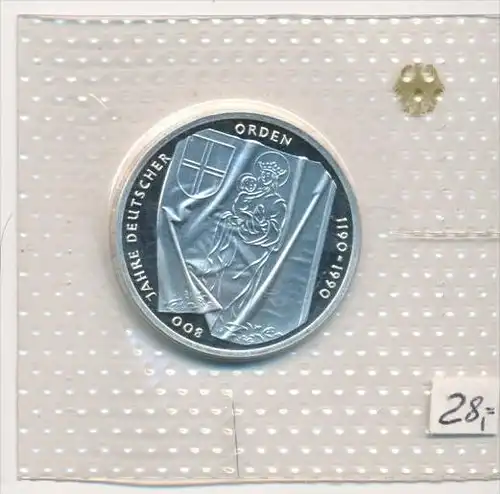 Deutschland  Silber 10 ,-D.-Mark 1990  Deutscher Orden  Polierte Platte-PP   (x1604 )