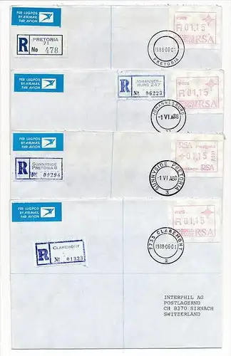 Südafrika /RSA  Lot   10 verschiedene Orte- R.-Briefe /FDC  Automaten Marken (bc1924 ) siehe Bilder