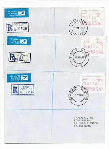 Südafrika /RSA  Lot   10 verschiedene Orte- R.-Briefe /FDC  Automaten Marken (bc1924 ) siehe Bilder