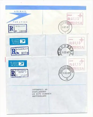 Südafrika /RSA  Lot   10 verschiedene Orte- R.-Briefe/FDC  Automaten Marken (bc1915 ) siehe Bilder