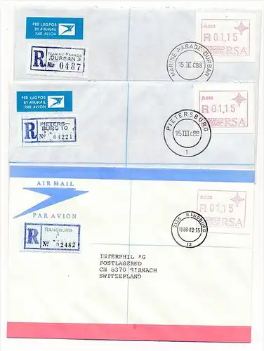 Südafrika /RSA  Lot   10 verschiedene Orte- R.-Briefe/FDC  Automaten Marken (bc1915 ) siehe Bilder