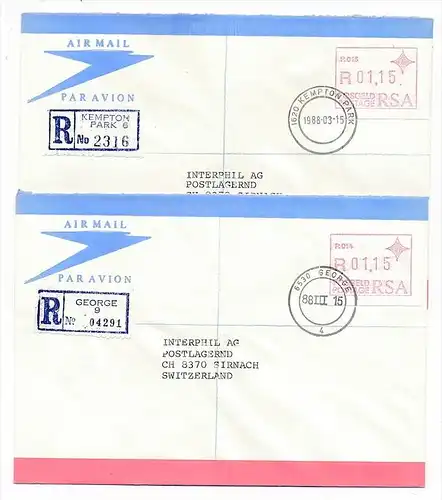 Südafrika /RSA  Lot   5  verschiedene Orte- R.-Briefe/FDC  Automaten Marken (bc1913 ) siehe Bilder