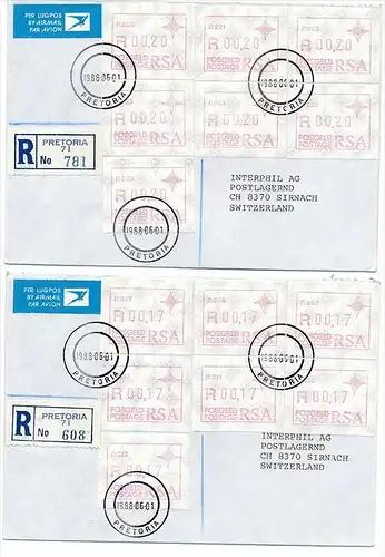 Südafrika /RSA  Lot   2- R.-Briefe/FDC  Automaten Marken (bc1929 ) siehe Bilder