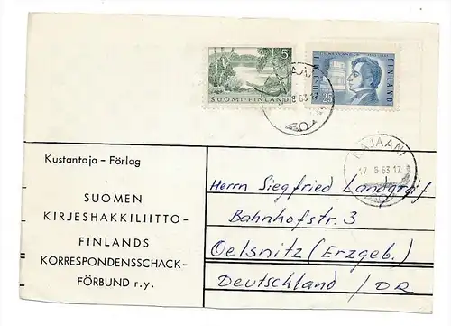 Finnland Beleg in die DDR -aus der Korrespondenz eines Fernschachspielers ! (bc2362 ) siehe scan !