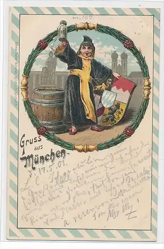 Gruss aus München Präge   -Karte    (da 3179 ) über 100 Jahre alt