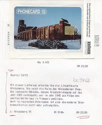 Telefonkarte Russland Königsberg orginal verpackt  (bc 3467 ) siehe scan- aus Neuheiten ABO