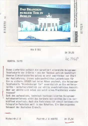 Telefonkarte  Deutschland-Hologramm orginal verpackt  (bc 3468 ) siehe scan- aus Neuheiten ABO