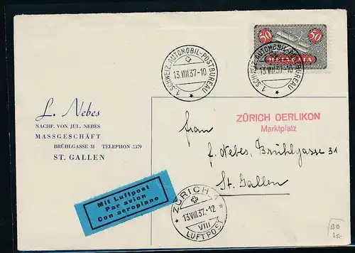 Schweiz  Flugpost Beleg 1937   (zz7390 ) siehe scan !