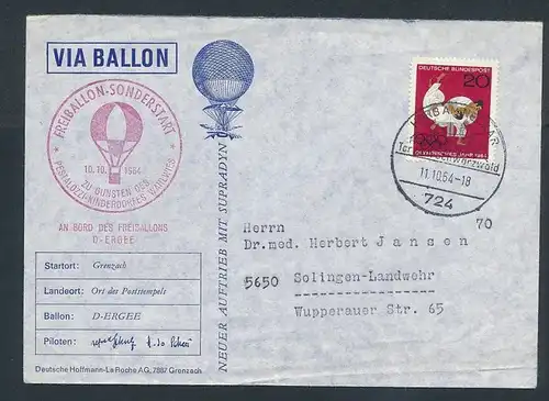 BRD  Ballon Post Beleg      (zz7929 ) siehe scan !