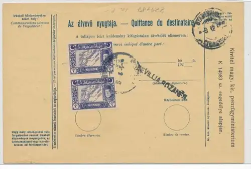 Ungarn Paketkarte in die Türkei mit Nachporto  (zz9187 ) siehe scan !