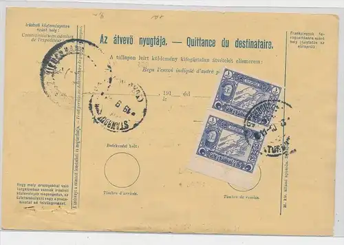 Ungarn -alte Paketkarte .... Nachporto Türkei  ( ze231  ) siehe scan