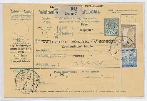 Ungarn Paketkarte in die Türkei -Nachporto   (ze368 ) siehe scan