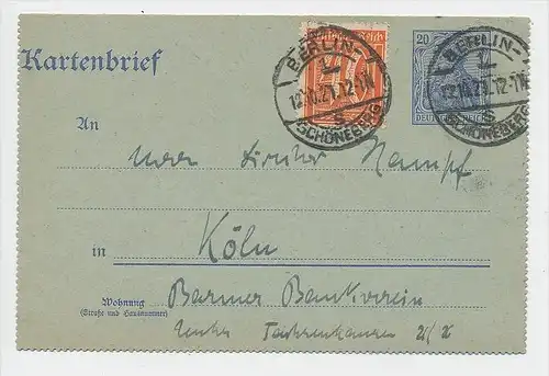 D.-Reich Infla -Stempel Beleg !  ( be7891 ) siehe scan  !