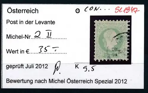 Österreich-Levante Nr . 2 II   ( se1947   ) siehe Bild  !