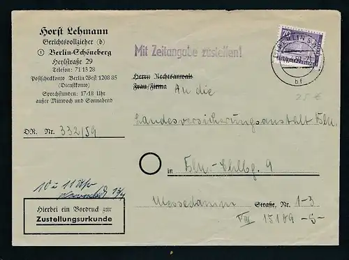 Berlin Zustell Urkunde   -Beleg... ...... - ( ze5548  ) siehe scan