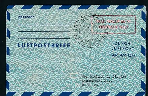 Ganzsache - Luftpost  -netter Beleg .( t4376 ) siehe scan