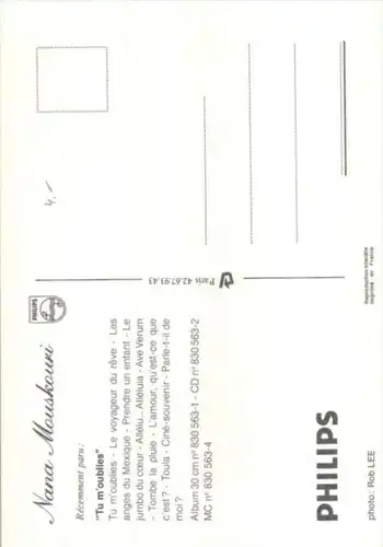 Nana Mouskouri  - Autogramm Karte  .. ( k9552  ) siehe scan