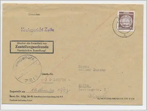 DDR  -Dienst  Post ... Zustell Urkunde (ze400 ) siehe scan