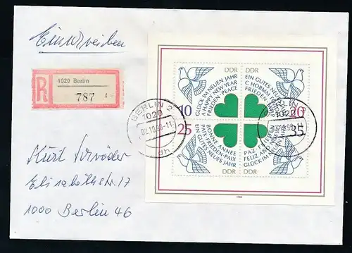 DDR  Block Sammler Beleg  (t6984  ) siehe scan !