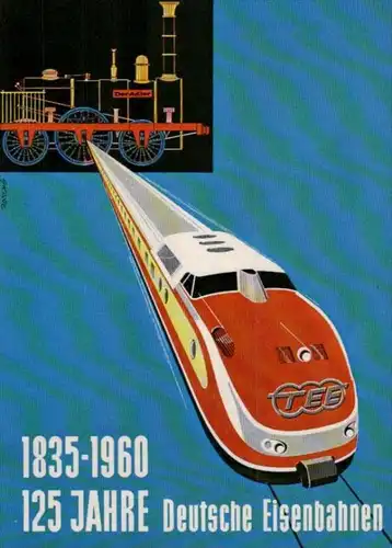 125 Jahre  Eisenbahn  Karte  ( ka951 ) siehe scan !