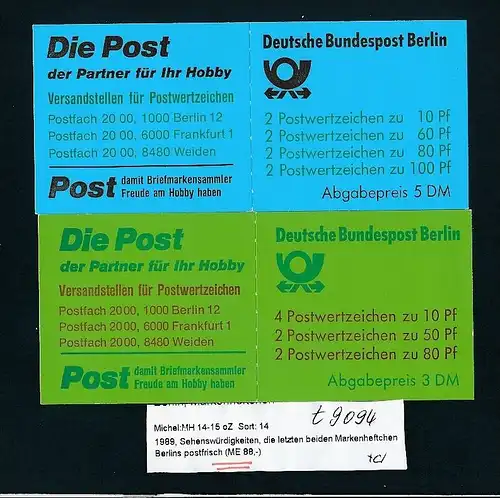 Berlin Marken Heft  14+15  ** 88,-&euro; Michel     ( t9094 ) siehe scan !