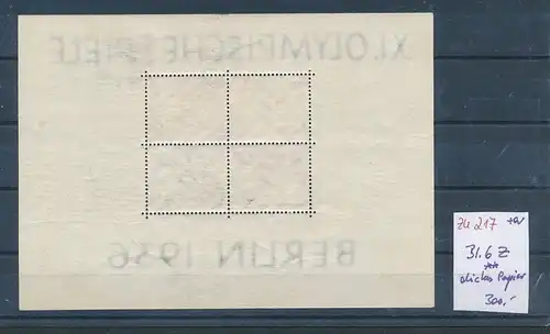 D.Reich  Nr. Block  6 Z dickes Papier  **   (zu217  ) siehe scan