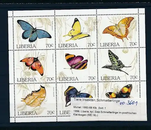 Schmetterlinge/Falter  Liberia 1660-69     **   ( oo3601 ) siehe scan !