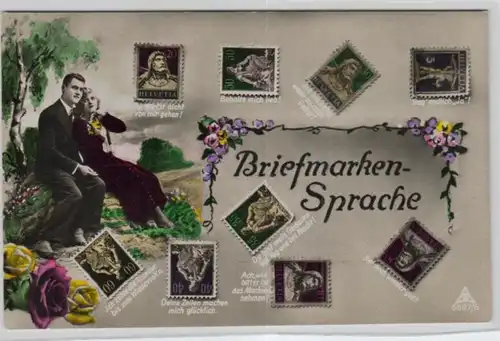 Motiv-Briefmarken-Sprache   div. - schöne alte Karte ....   (ka5731  ) siehe scan