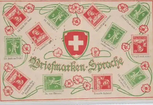 Motiv-Briefmarken-Sprache   div. - schöne alte Karte ....   (ka5761  ) siehe scan