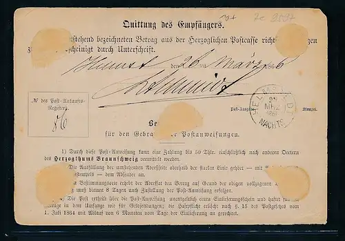 Braunschweig alte Postanweisung  (ze9597  ) siehe scan....