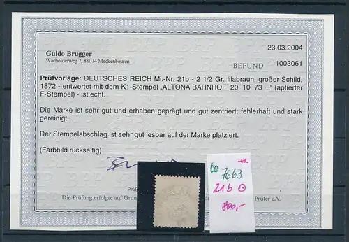 D.Reich Nr. 21 b  o    (oo7663  ) siehe scan