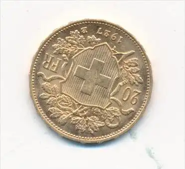 Schweiz  20 SFR  - Vrengli 1927   Gold  sehr guter Erhalt ( x1965 ) siehe Bild vergrößert  !