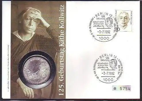 BRD  Numisbrief  K.Kollwitz mit 10 Mark Silber   (dc8881 ) siehe scan