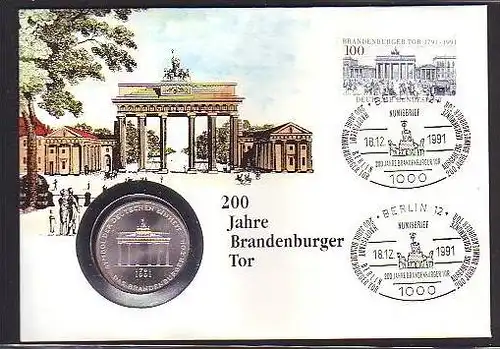 BRD  Numisbrief  200 J.Brandenburger Tor  mit 10 Mark Silber   (dc8883 ) siehe scan
