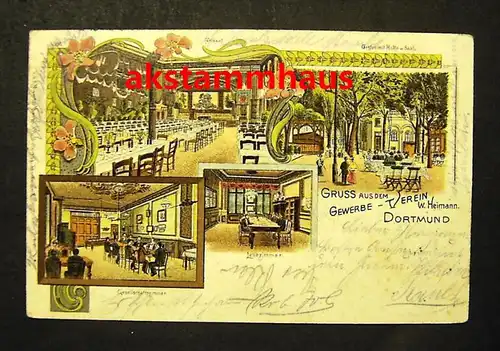 DORTMUND - Litho - Gewerbe-Verein W. HEIMANN + innen - 1901
