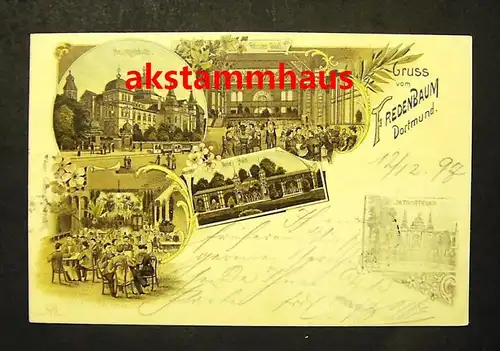 DORTMUND - Litho - Etablissement FREDENBAUM + innen - Straßenbahn - 1897