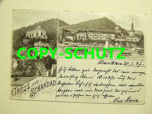 BAD SCHANDAU Dresden - Vorläufer Litho - z. B. Hotel Schloß BASTEI - 1897