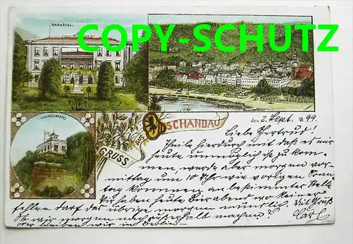 BAD SCHANDAU Sächs. Schweiz - Litho - z. B. Bad-Hotel - 1899