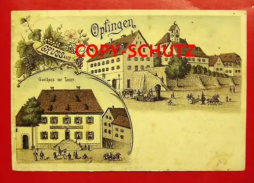 OPFINGEN Freiburg Breisgau -  Litho - z. B. Gasthaus - 1901