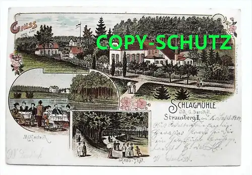 STRAUSBERG - Litho - Gasthaus Schlagmühle - 1900