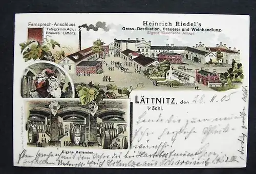 LÄTTNITZ Letnica Schweinitz Grünberg - Litho - Brauerei H. RIEDEL Zwerge - 1905